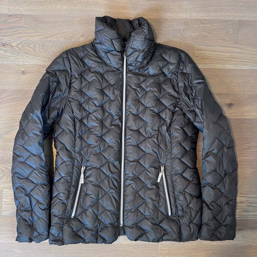 Betsey Johnson Quilted Puffer Jacket Dark Gray Lightweight Women Size Large